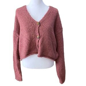 Urban outfitters mauve red pink button down cardigan sweater size medium